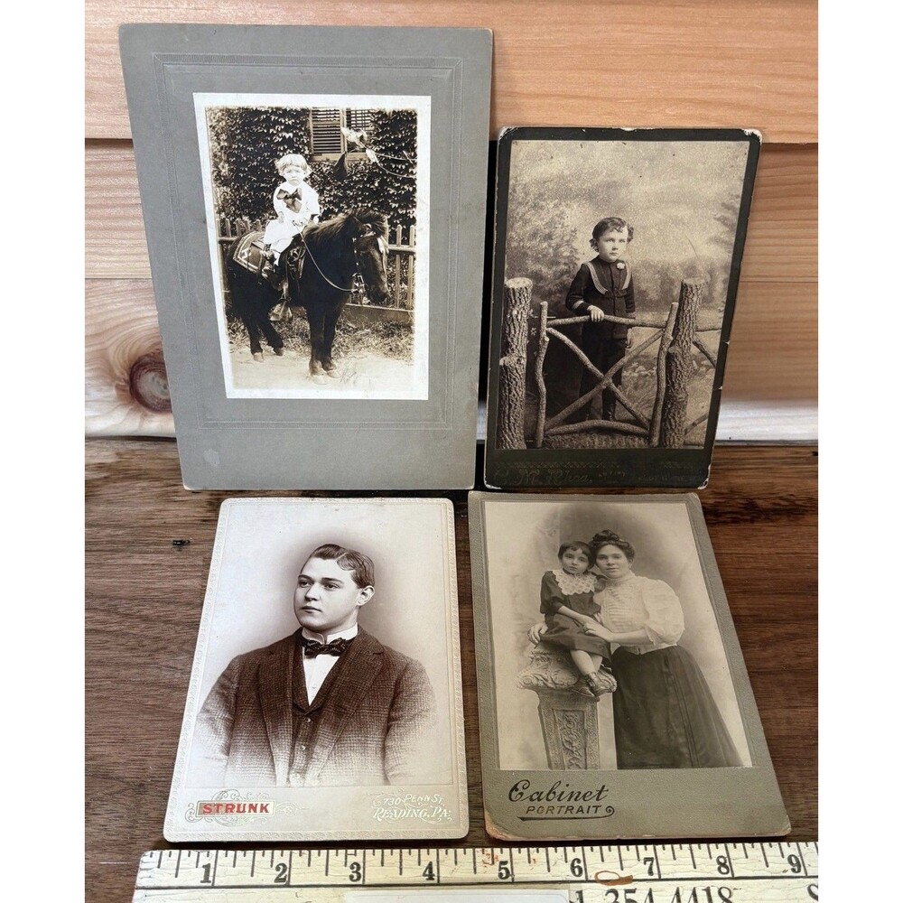 Lot of 4 Vintage Cabinet Cards Strunk Reading PA C.M. Rhea Pilot Grove MO 1800s